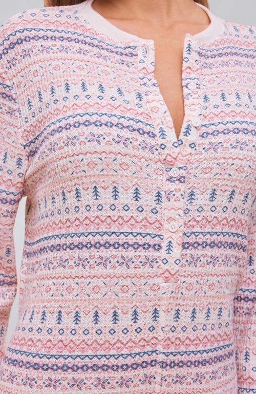 Papinelle Fair Isle Waffle Knit Pajama Jumpsuit In Pink