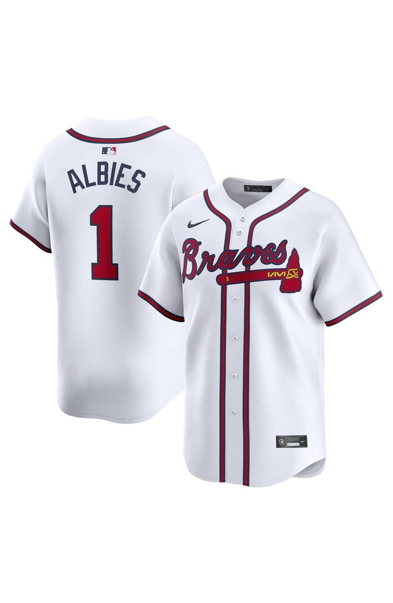 Nike Men's Nike Ozzie Albies White Atlanta Braves Home Limited Player Jersey, Main, color, 