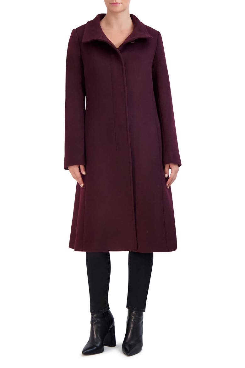 Longline Wool Blend Coat, Main, color, BORDEAUX