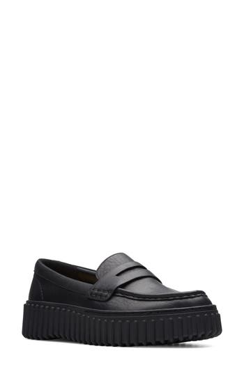 Clarks Torhill Penny Leather Loafer In Black