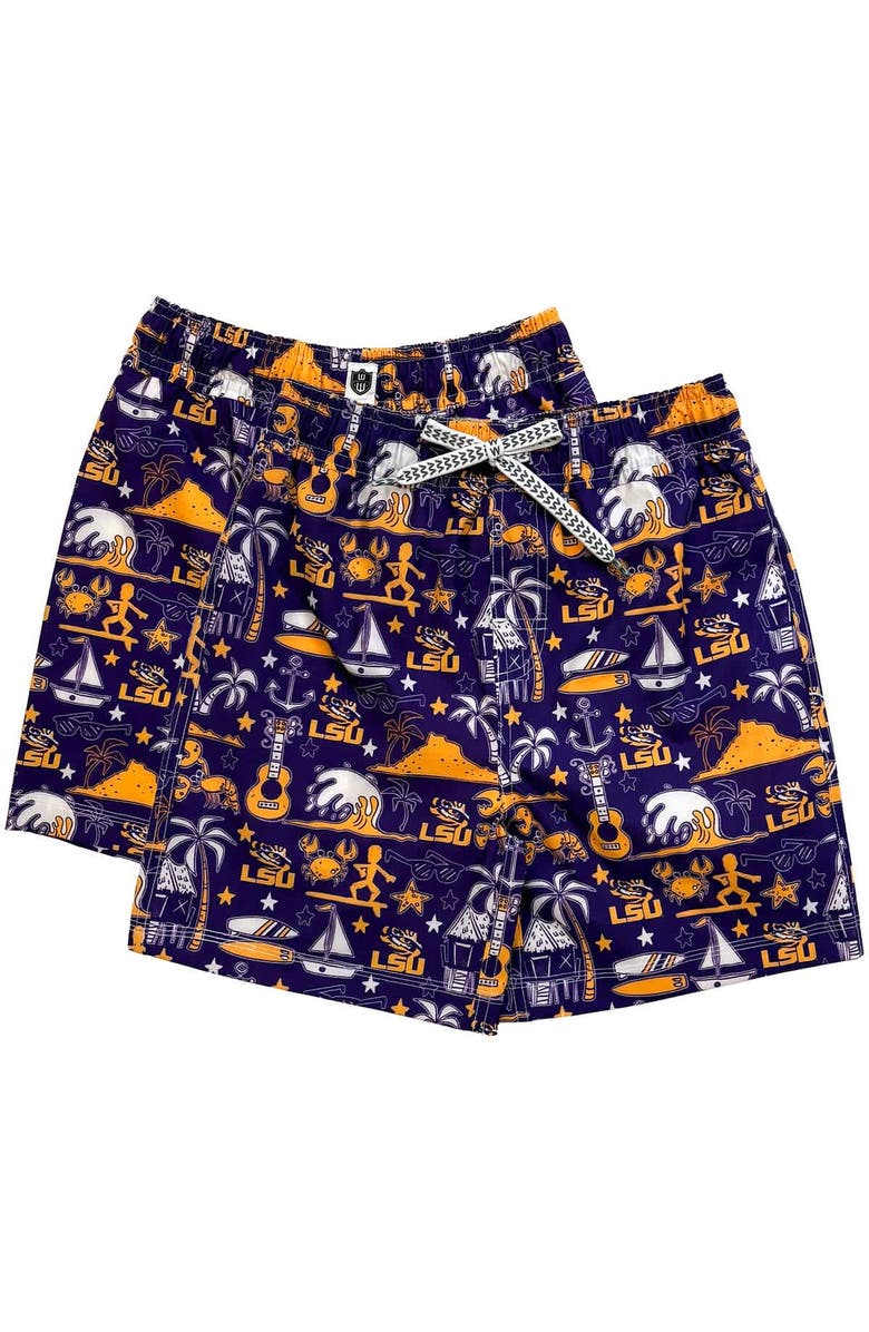 Wes & Willy Youth Wes & Willy Purple LSU Tigers Luau Swim Trunks, Main, color, Purple