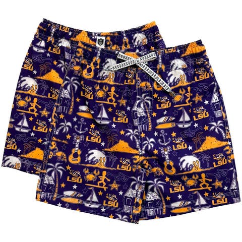 Youth Wes & Willy Purple LSU Tigers Luau Swim Trunks