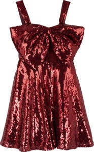 Rare Editions Kids' Sequin Bow Skater Dress