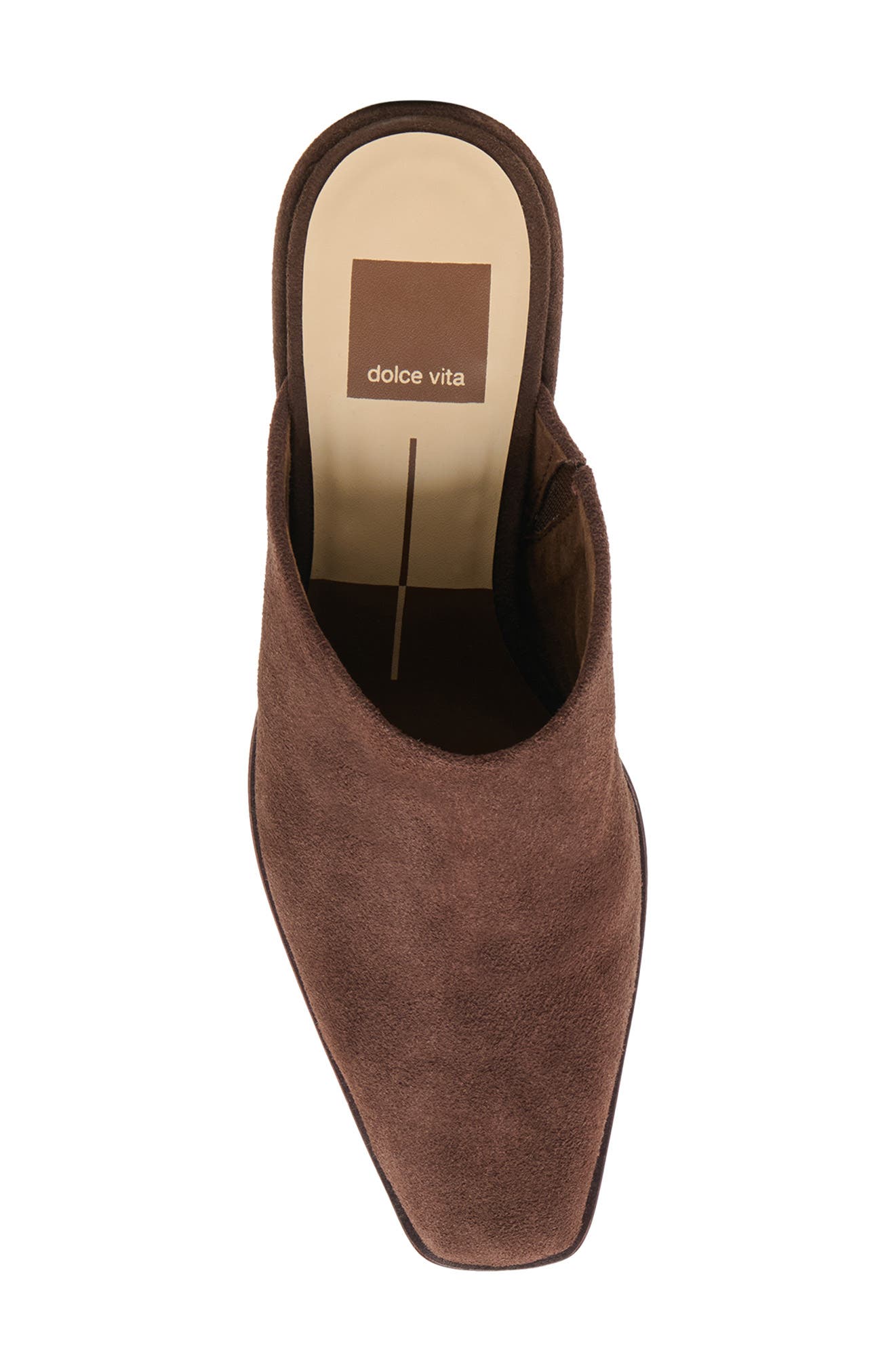 Leyton Square Toe Mule, Alternate, color, DARK BROWN SUEDE