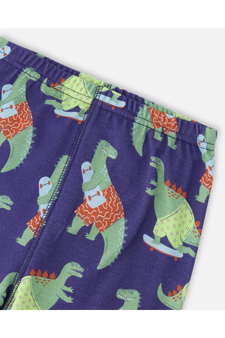 Organic Cotton Dino Print Two-Piece Pyjama Set, Alternate, color, Blue Dino Print