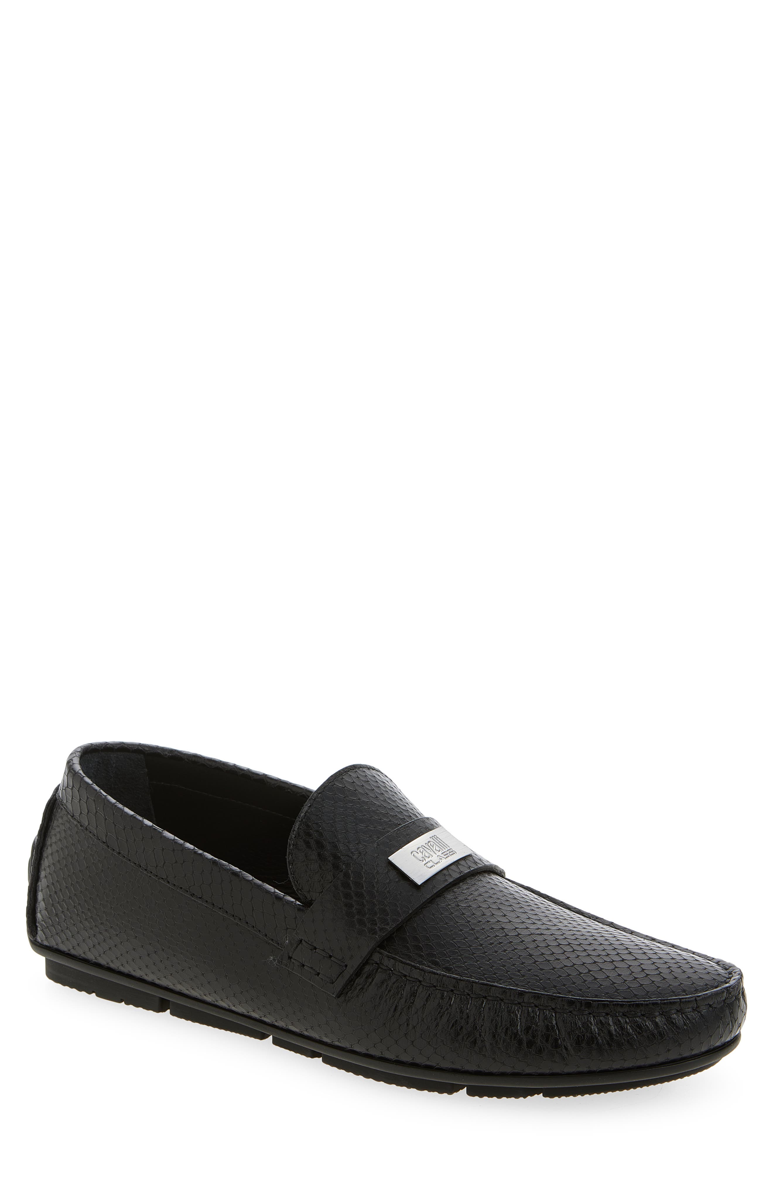 Roberto Cavalli Leather Embossed Driving Loafer