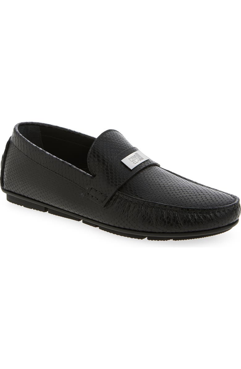 Roberto Cavalli Leather Embossed Driving Loafer, Main, color,