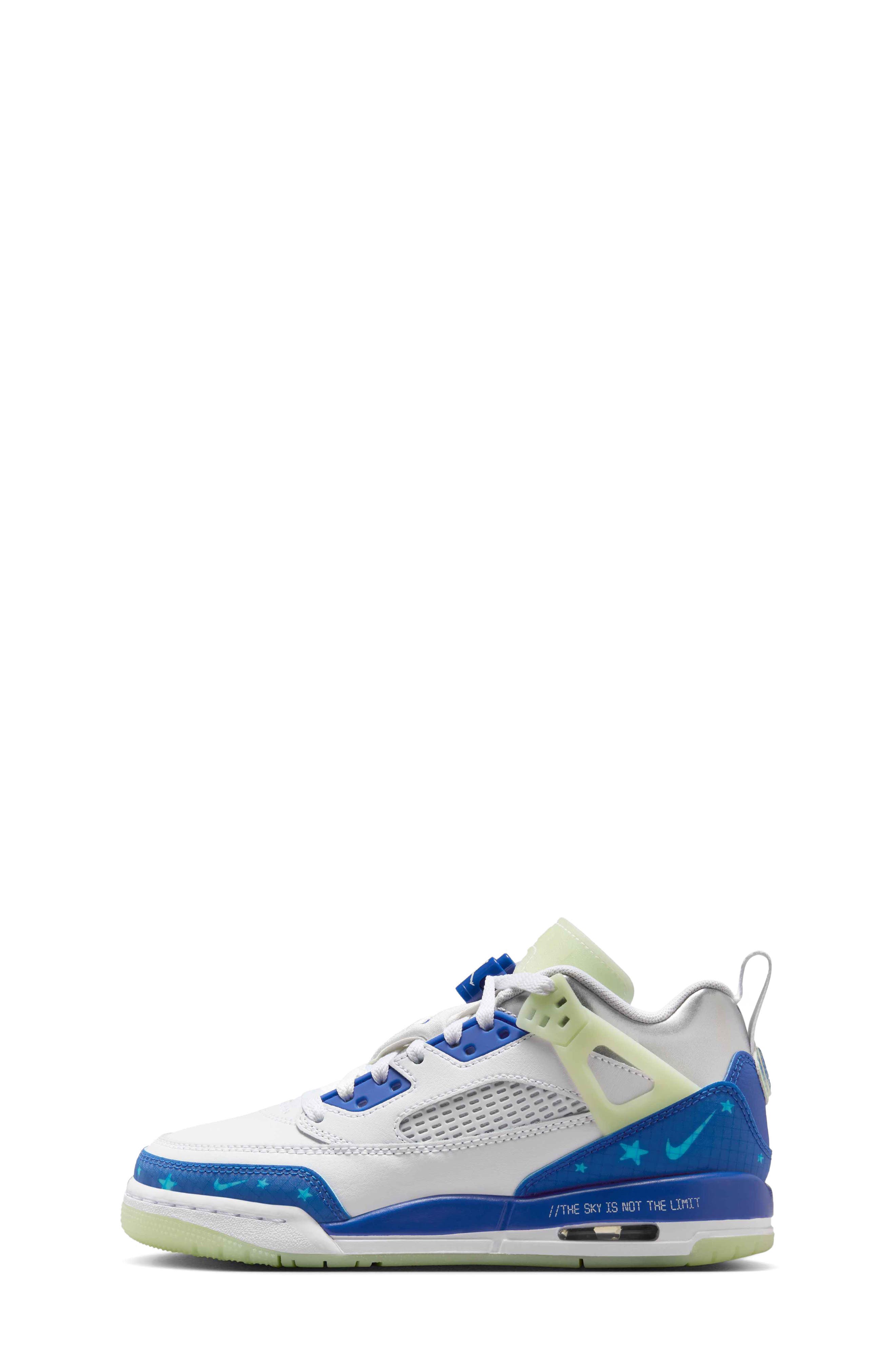 Nike Kids
 Jordan Spizike Low Sneaker, Alternate, color, White/ Volt/ Silver/ Royal