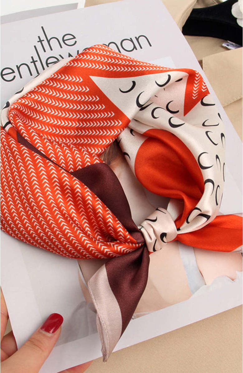 SILKSILKY Pure Silk Diversity Pattern Square Scarf, Main, color, Brown