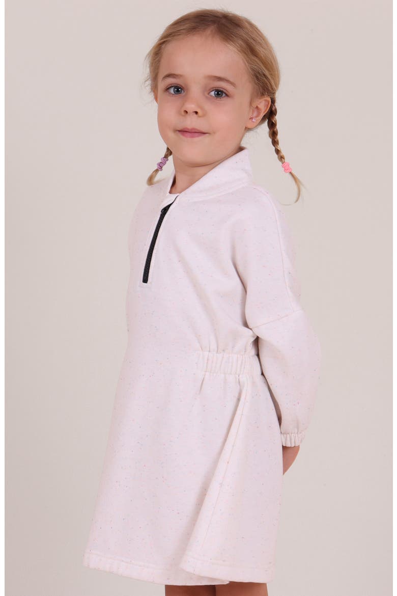Kids' Half Zip Long Sleeve Sweatshirt Dress, Alternate, color, ECRU