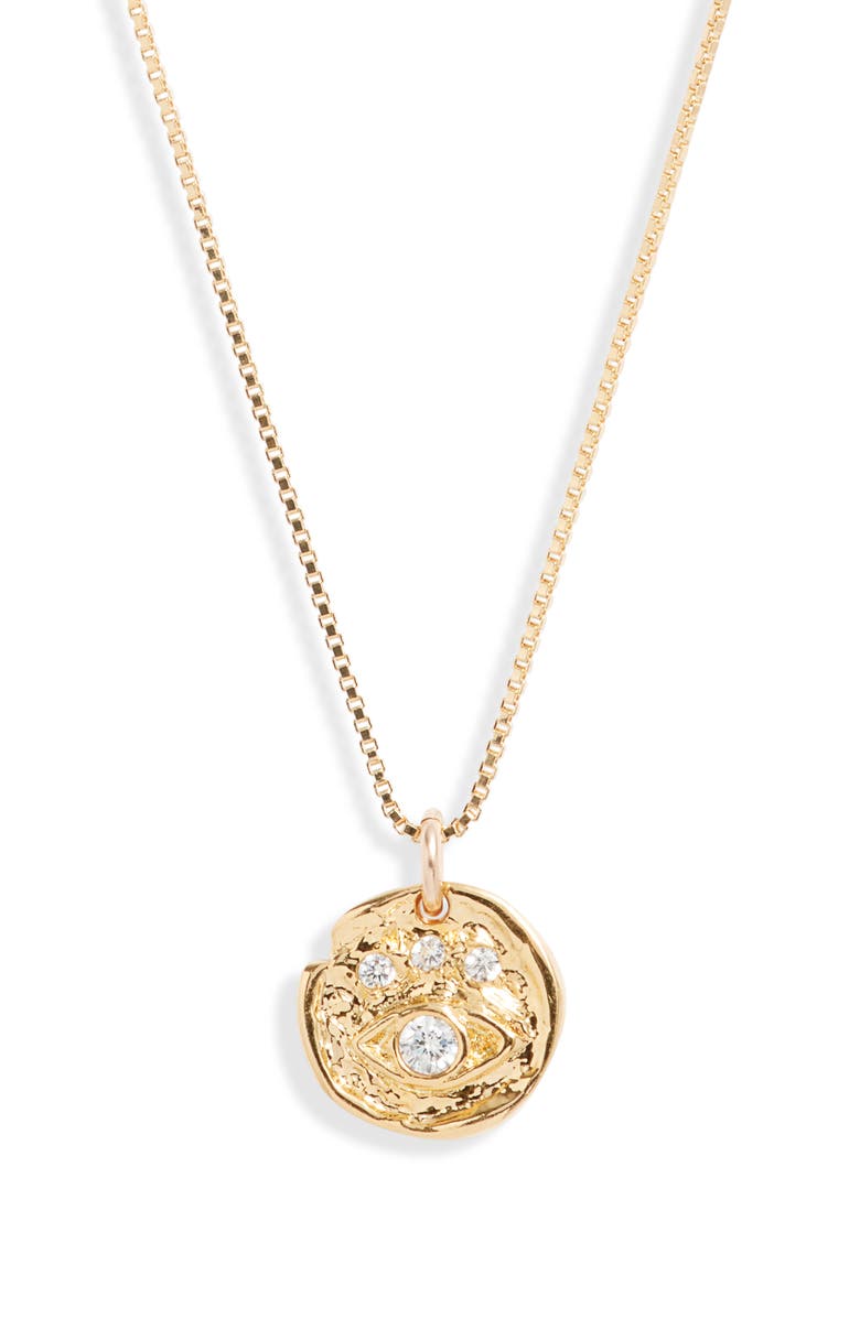 Set & Stones Evie Evil Eye Medallion Necklace, Main, color, Gold