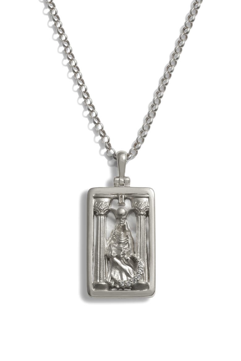 The High Priestess Tarot Pendant Necklace, Main, color, STERLING SILVER