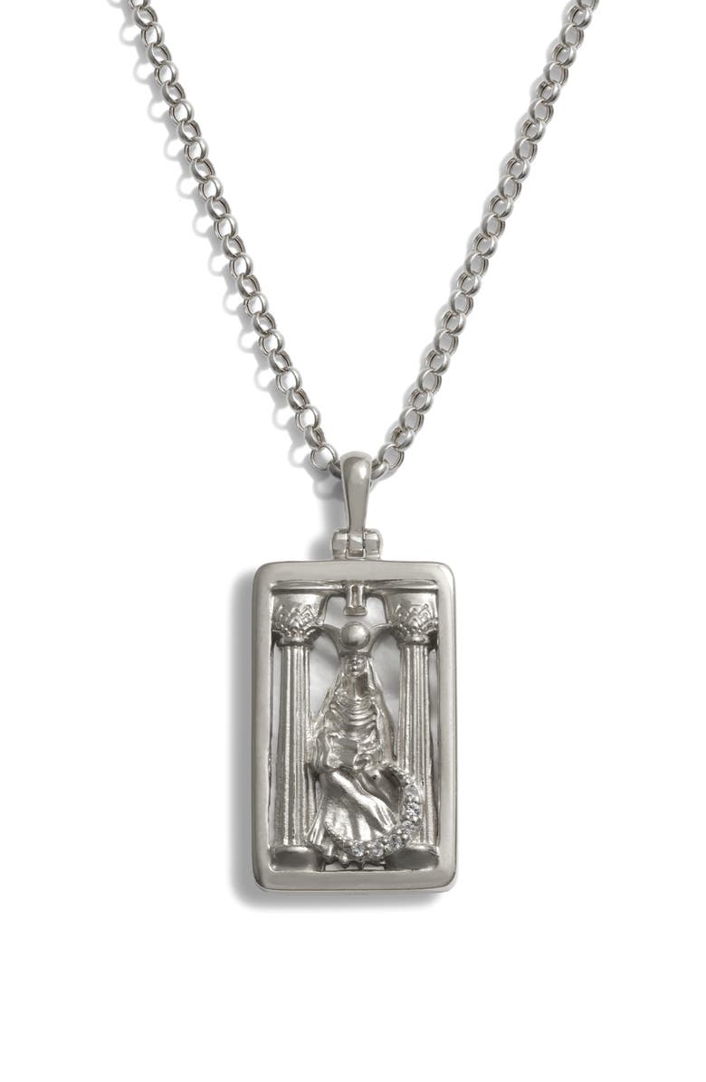 Awe Inspired The High Priestess Tarot Pendant Necklace, Main, color, Sterling Silver