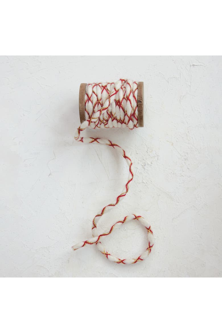 Acrylic & Metallic Woven Cord on Mango Wood Spool, Main, color, Multicolor