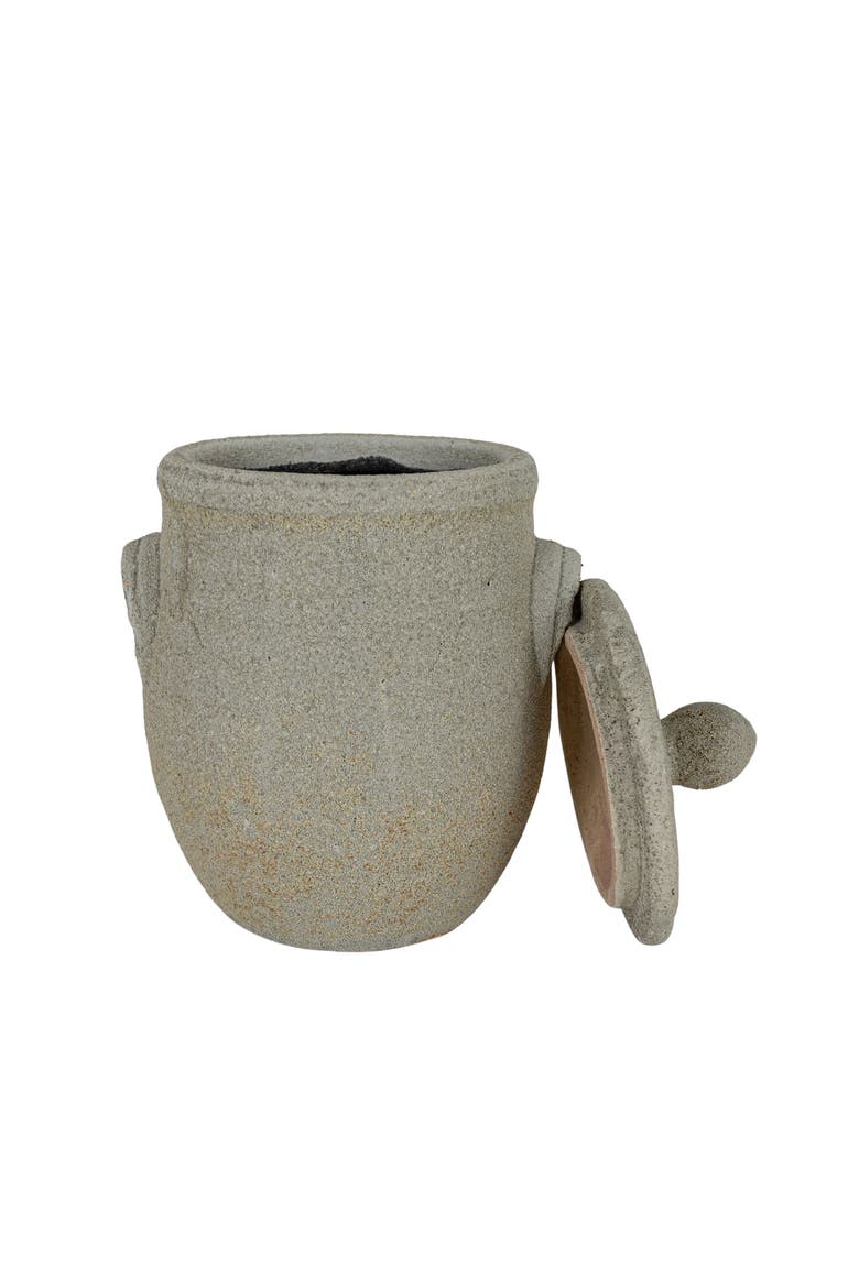 Distressed Gray Terracotta Canister with Lid, Alternate, color, Gray