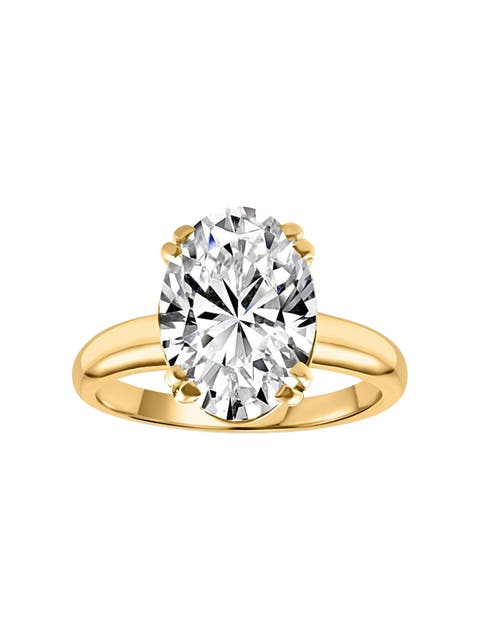 Certified 5Ct Oval 14k Gold Diamond Engagement Ring Lab Grown