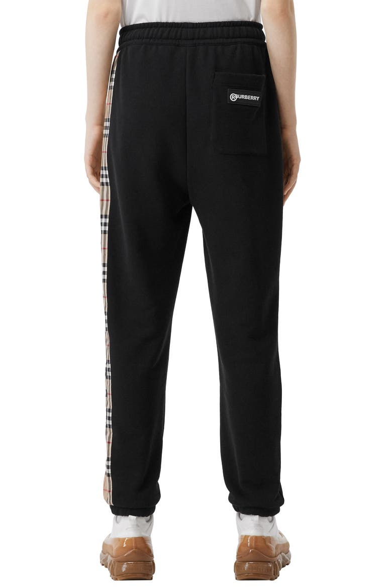 Raine Vintage Check Panel Cotton Track Pants, Alternate, color, BLACK