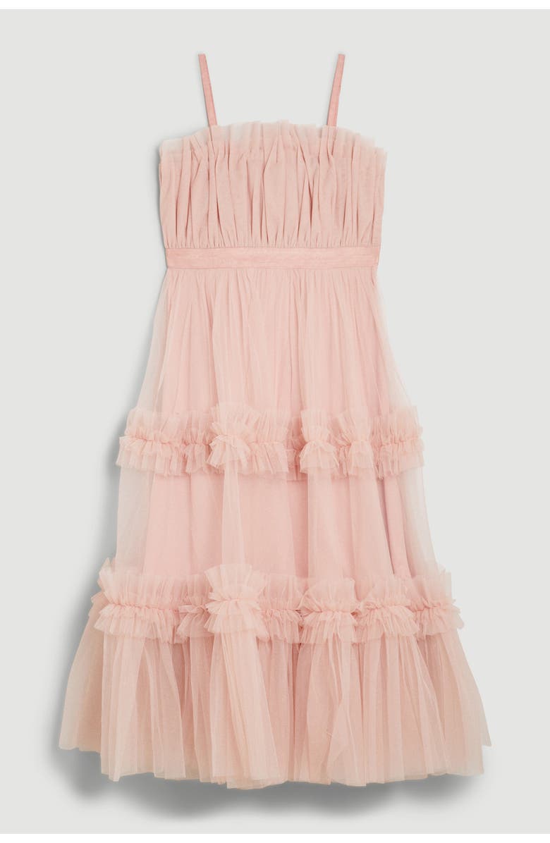 Karen Millen Tulle Bandeau Tiered Midi Dress, Alternate, color, Blush