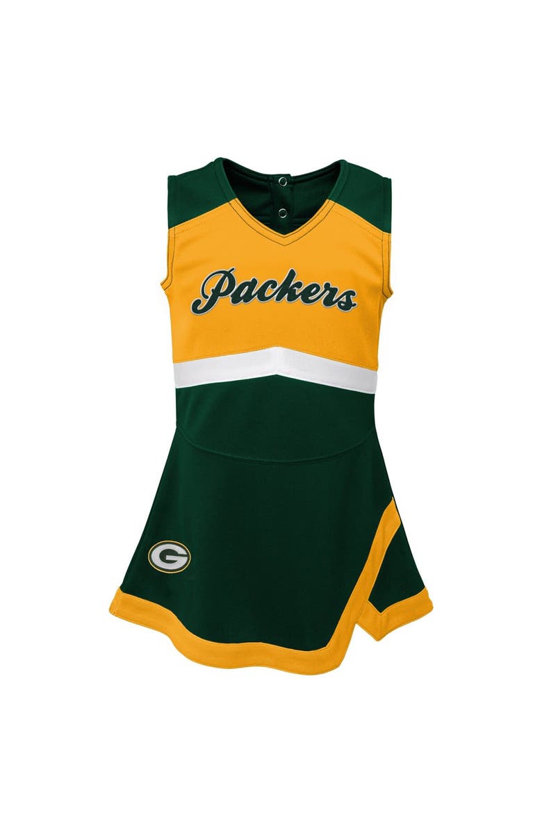 Outerstuff Girls Toddler Green Green Bay Packers Cheer Captain Dress with Bloomers, Alternate, color, Green