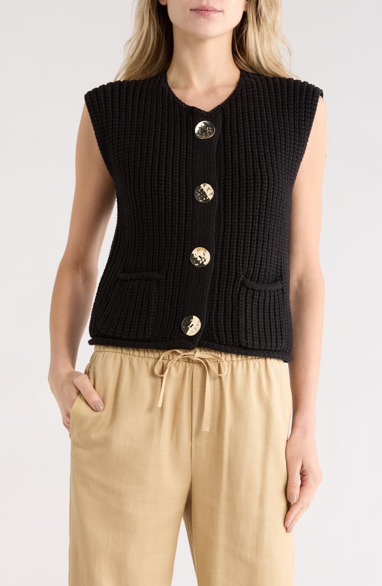 JASON WU Button Shaker Cardi Vest, Main, color, Black
