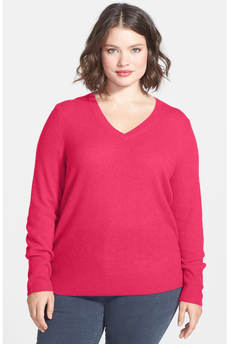 V-Neck Cashmere Sweater, Main, color, ROSE BRIGHT