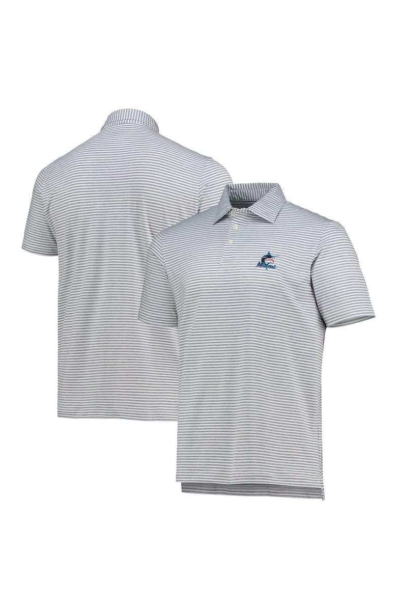 vineyard vines Men's Vineyard Vines Gray Miami Marlins Heathered Winstead Sankaty Polo, Main, color, 