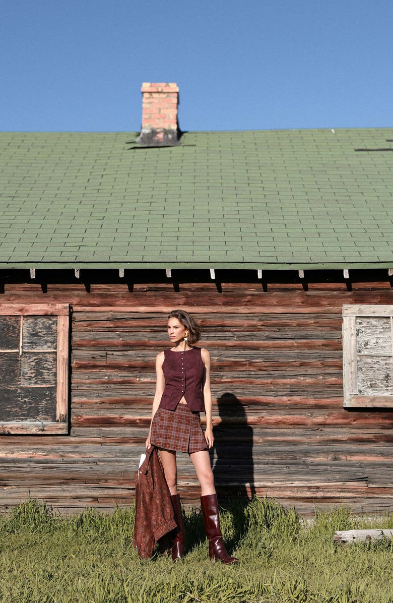 Avec Les Filles Faux Suede Vest, Alternate, color, Maroon