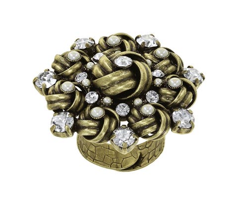 La Comtesse II Crystal Knot Statement Ring