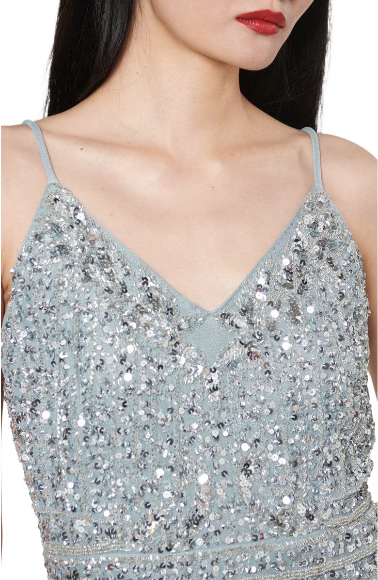 BEAUUT Occasion Embellished Sequin Beaded Strap Evening Dress, Alternate, color, Misty Grey