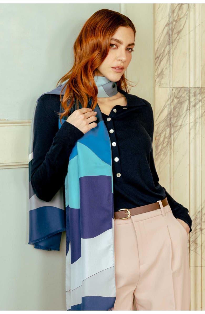 Elizabetta Onda - Silk Scarf Shawl, Alternate, color, Blue