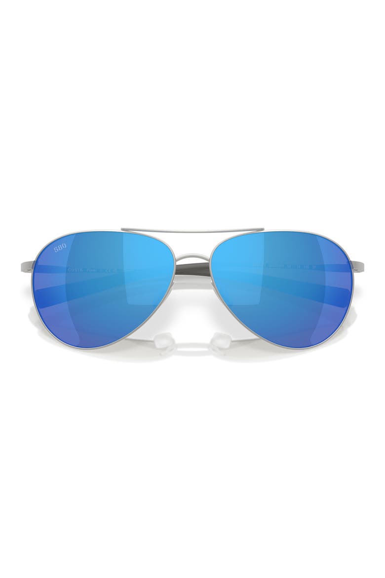 Piper 58mm Polarized Pilot Sunglasses, Alternate, color, SATIN SILVER / BLUE 580G
