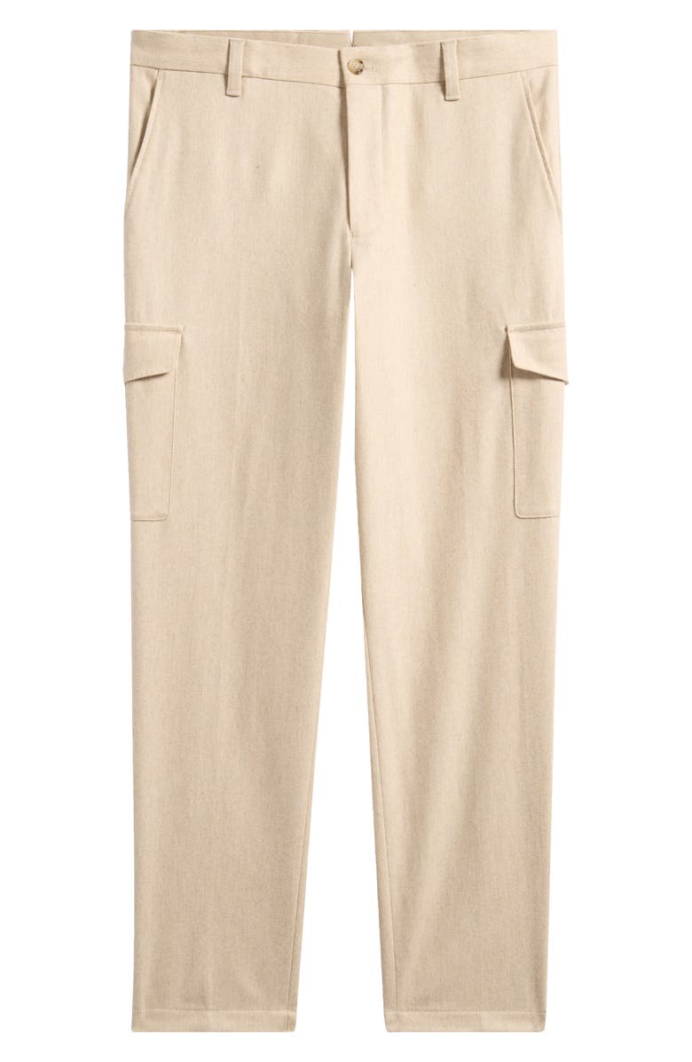 BOSS Pagol Tapered Fit Flat Front Wool & Cotton Blend Cargo Pants, Alternate, color, Open Beige