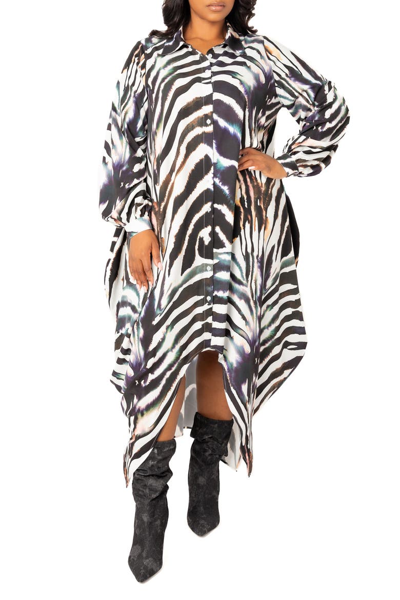 Drape Maxi Shirtdress, Main, color, WHITE MULTI
