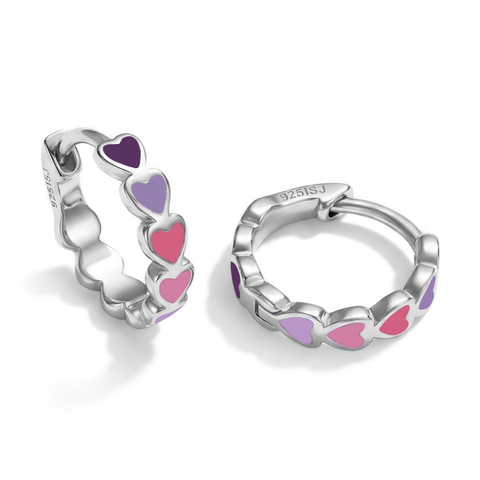 Heart Cascade Huggie Hoops