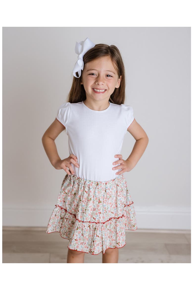 Floral Ruffle Skort Set, Alternate, color, White Multi