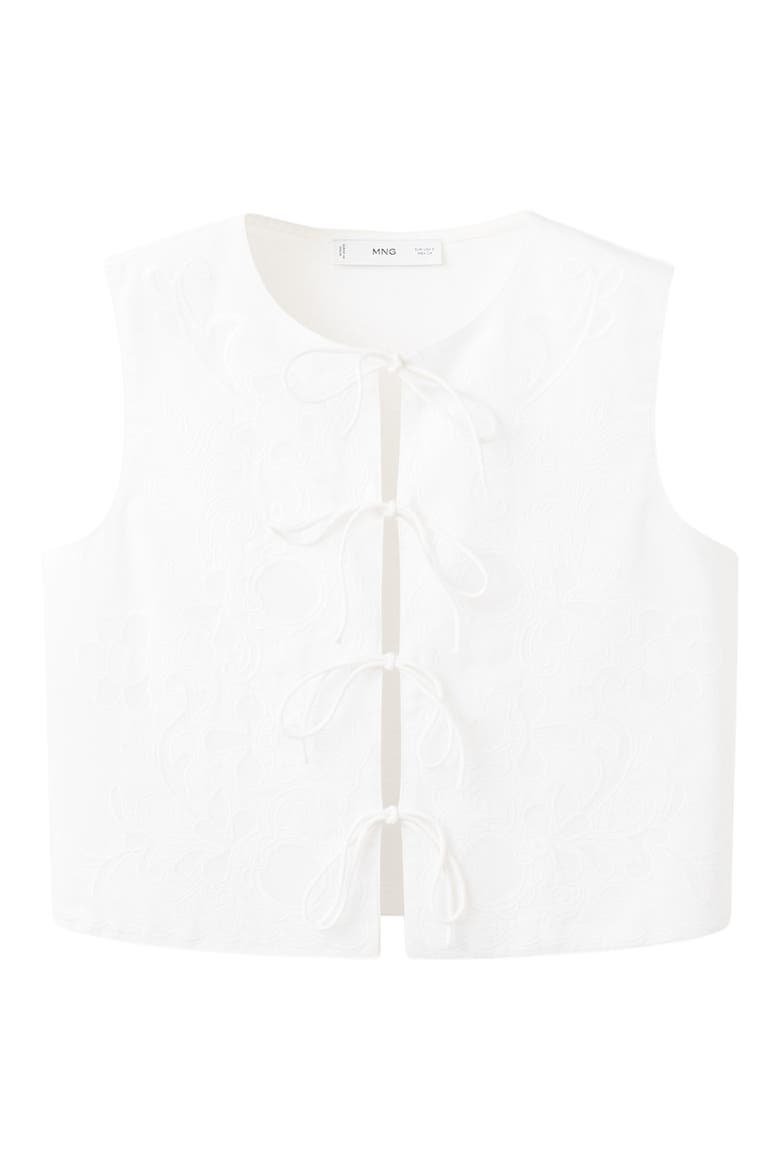Bow Embroidered Vest, Alternate, color, WHITE