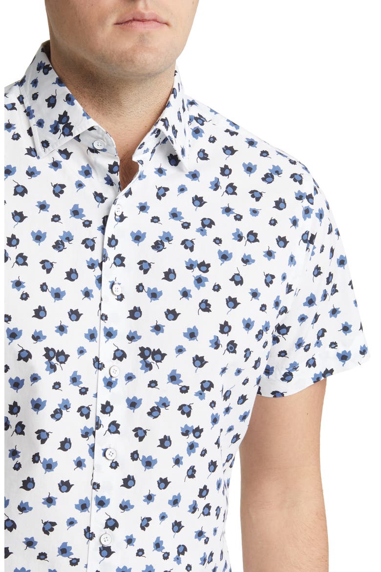 Cross Hills Floral Short Sleeve Button-Up Shirt, Alternate, color, SNOW