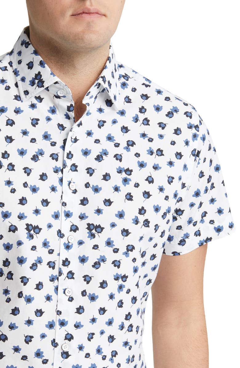 Rodd & Gunn Cross Hills Floral Short Sleeve Button-Up Shirt, Alternate, color, Snow