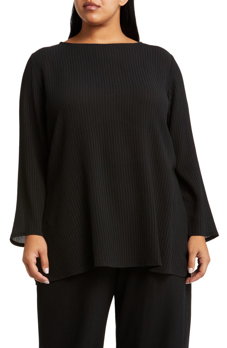 Eileen Fisher Bateau Neck Silk Tunic, Main, color,