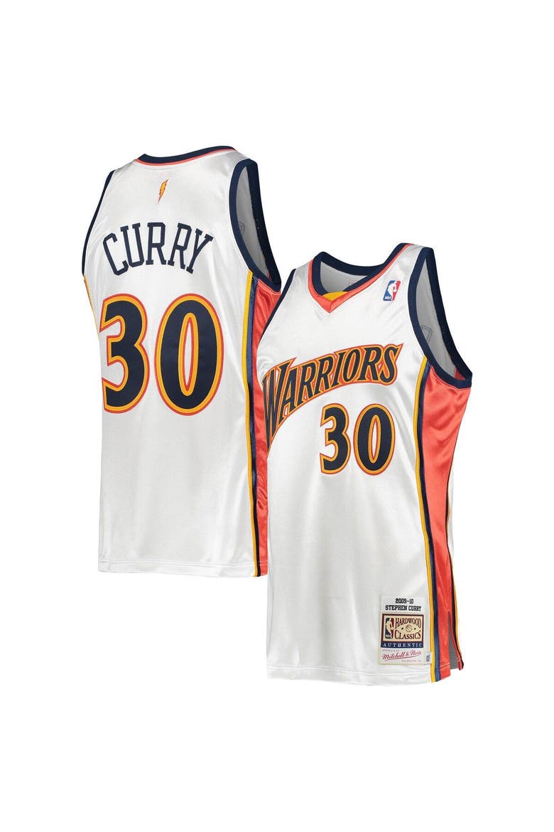 Men's Mitchell & Ness Stephen Curry White Golden State Warriors 2009/10 Hardwood Classics Authentic Jersey, Alternate, color, White