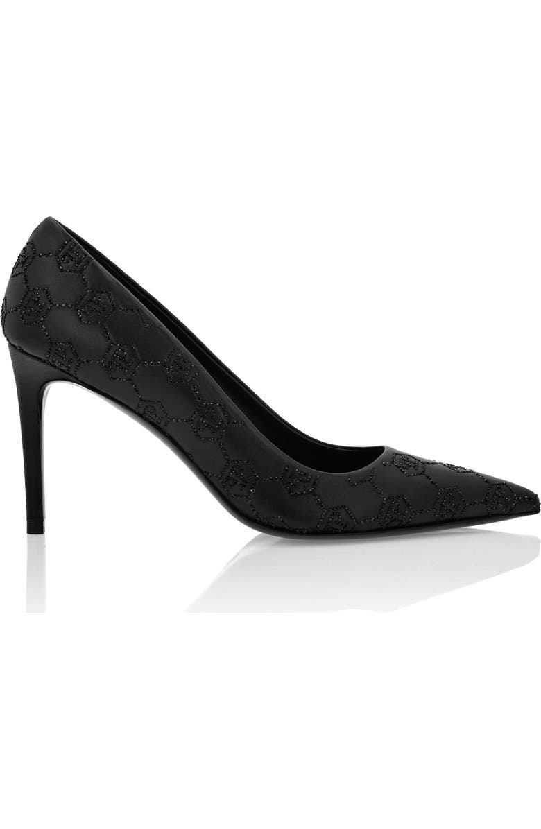 PHILIPP PLEIN Mid Heel Pumps Monogram Strass Women, Alternate, color, Black/Black