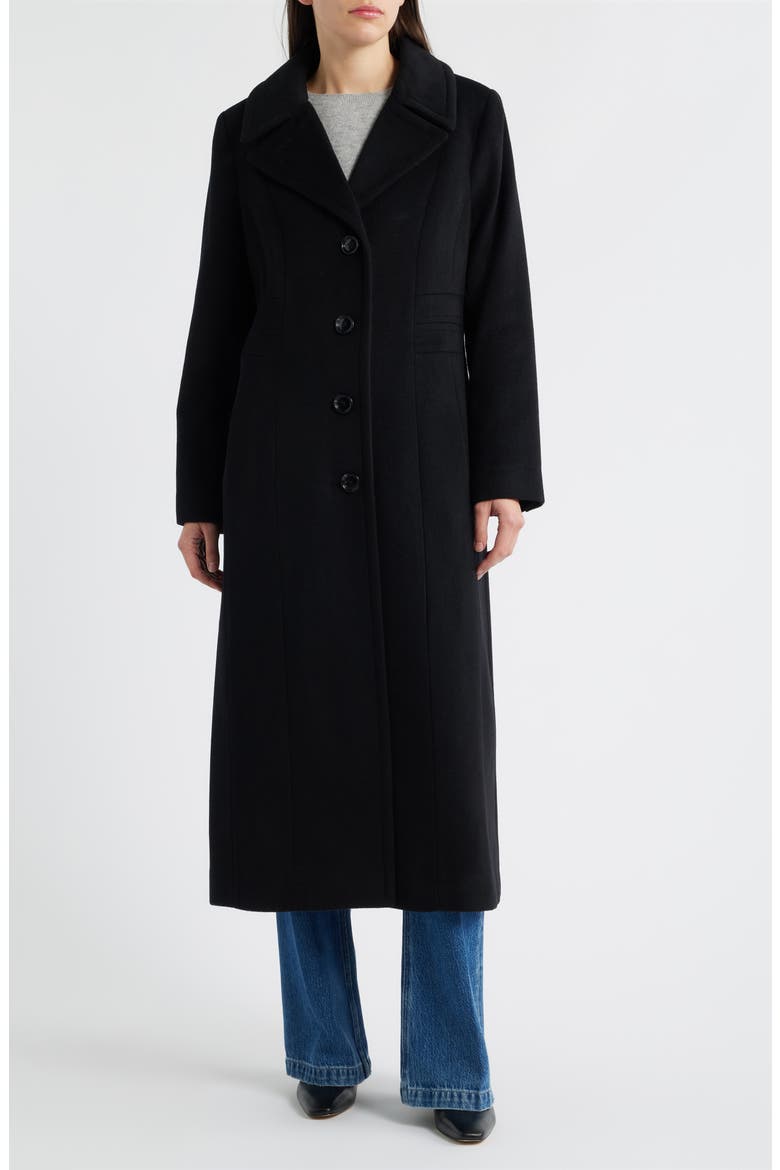 Single Breasted Longline Coat, Main, color, BLACK