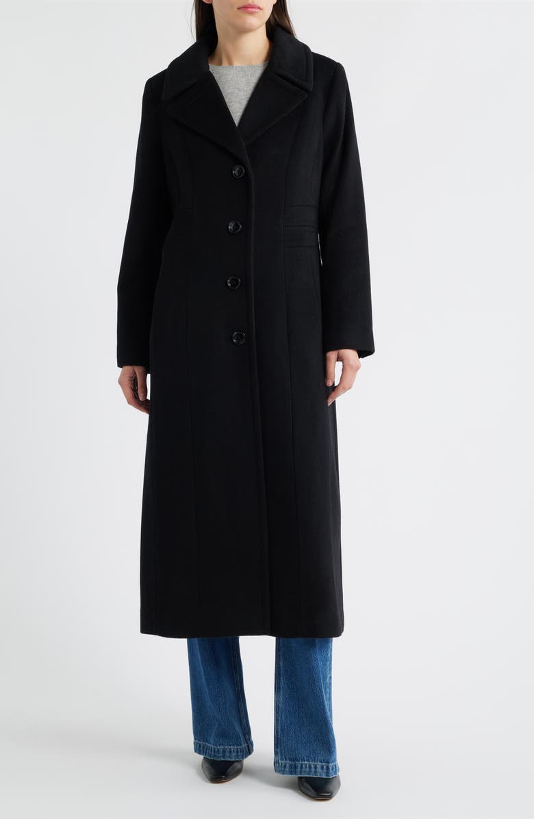 London Fog Wool Blend Longline Coat, Main, color, Black