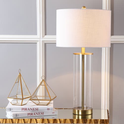 Shop Jonathan Y Collins 29.25" Glass Led Table Lamp In Clear/brass Gold