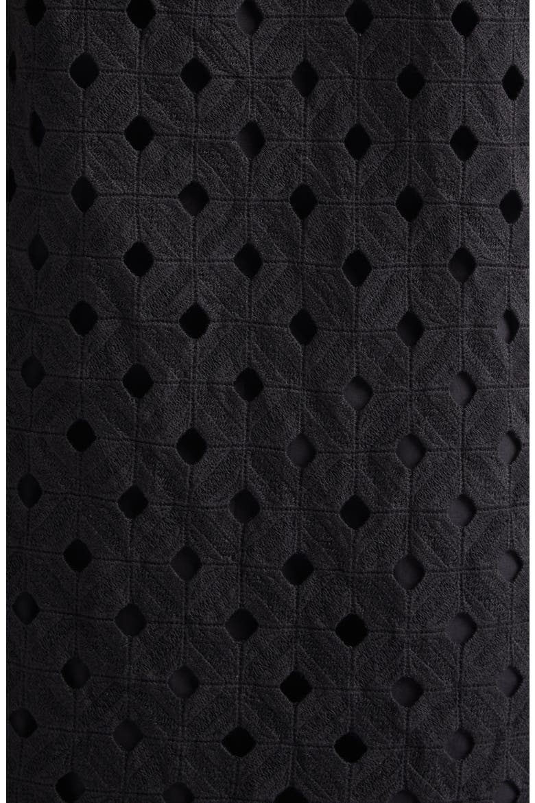 Beachwear Embroidered Jersey Eyelet Shift Dress, Alternate, color, BLACK