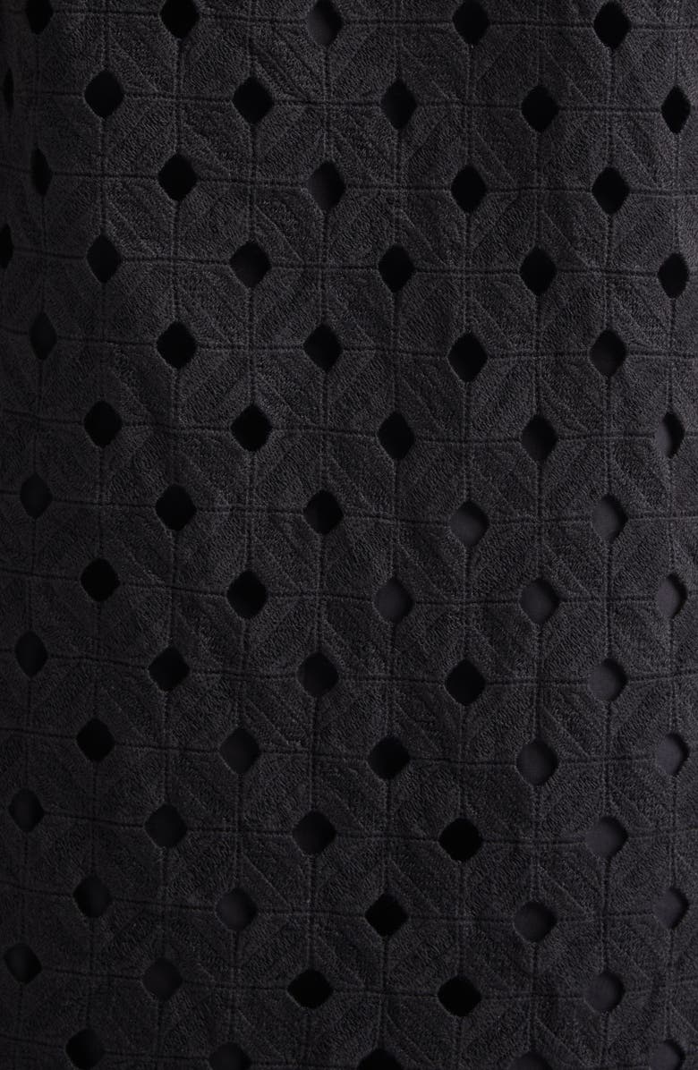Max Mara Embroidered Jersey Eyelet Shift Dress, Alternate, color, Black