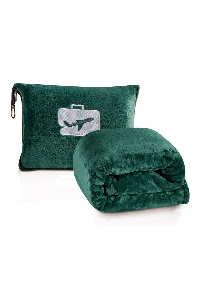 Comfort Fly 2-in-1 Travel Blanket & Pillow, Main, color, GREEN