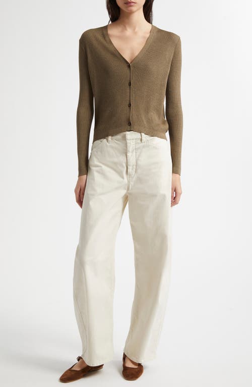 Nili Lotan Nari Silk Cardigan In Military Green