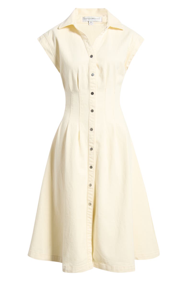 Edie Pleat Waist Denim Shirtdress, Alternate, color, ECRU