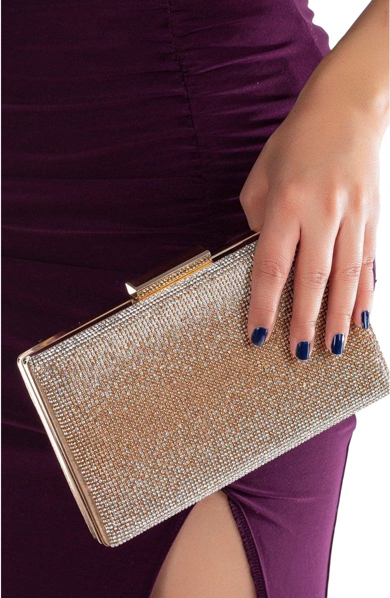 Forever & Always Shoes Clara Evening Clutch, Alternate, color, Rose Gold Glitter